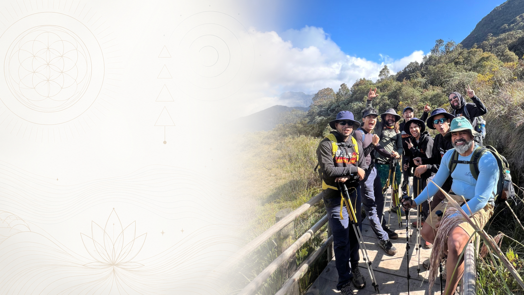 Hombres reunidos en la naturaleza